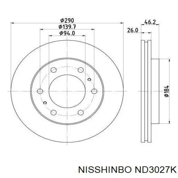 ND3027K Nisshinbo freno de disco delantero