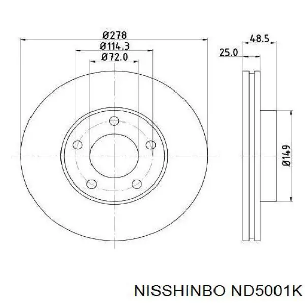 ND5001K Nisshinbo freno de disco delantero