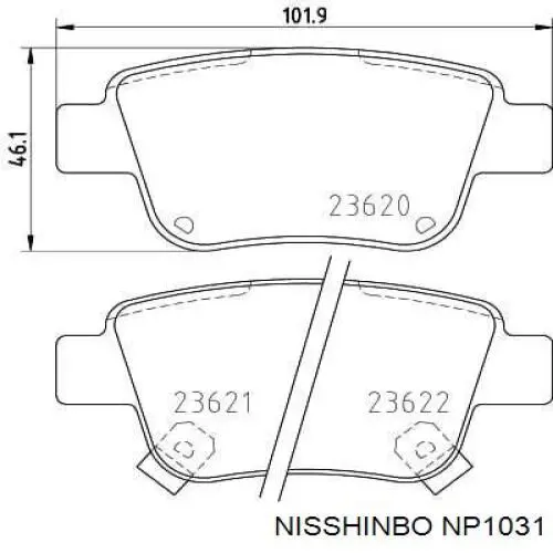 NP1031 Nisshinbo pastillas de freno traseras