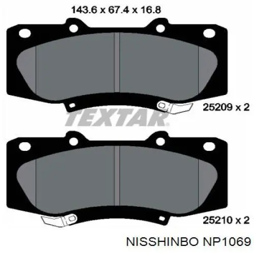 NP1069 Nisshinbo pastillas de freno delanteras