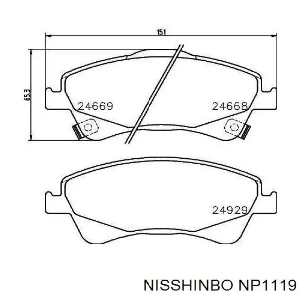 NP1119 Nisshinbo pastillas de freno delanteras