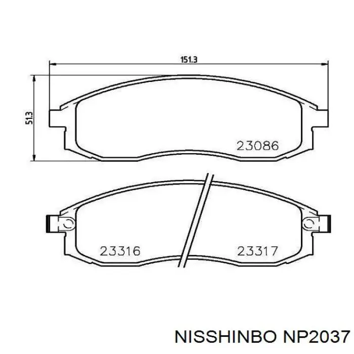 NP2037 Nisshinbo pastillas de freno delanteras