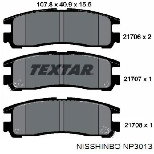 NP3013 Nisshinbo pastillas de freno traseras