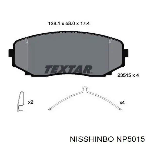 NP5015 Nisshinbo pastillas de freno delanteras