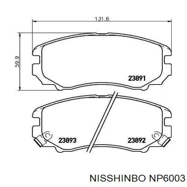 NP6003 Nisshinbo pastillas de freno delanteras