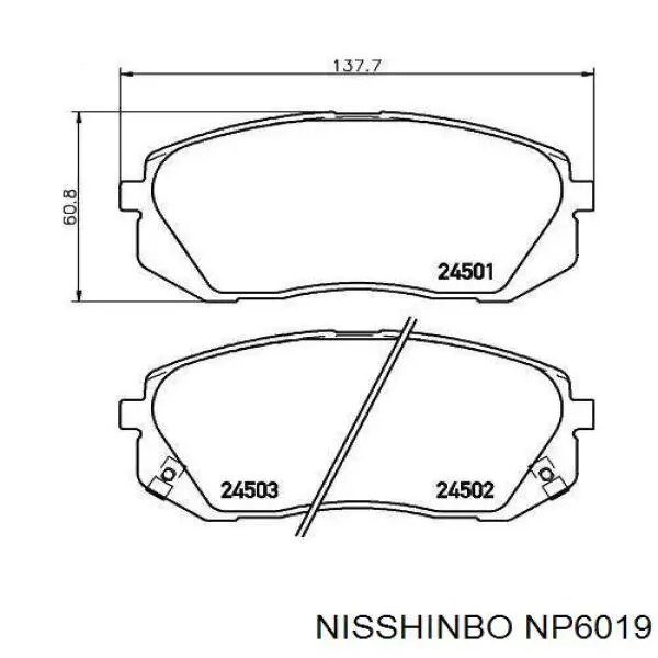 NP6019 Nisshinbo pastillas de freno delanteras