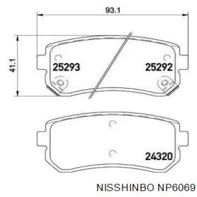 NP6069 Nisshinbo pastillas de freno traseras