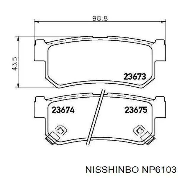 NP6103 Nisshinbo pastillas de freno traseras