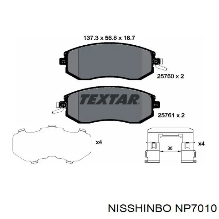 NP7010 Nisshinbo pastillas de freno delanteras