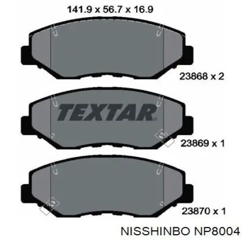 NP8004 Nisshinbo pastillas de freno delanteras