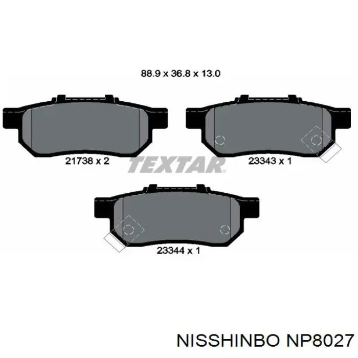 NP8027 Nisshinbo pastillas de freno traseras