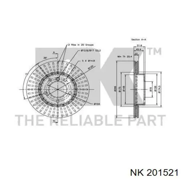 201521 NK freno de disco delantero