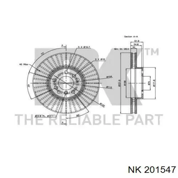 201547 NK freno de disco delantero