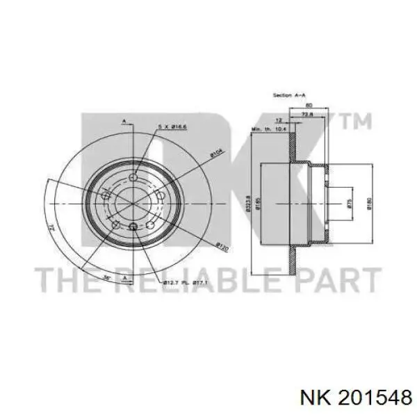 201548 NK disco de freno trasero