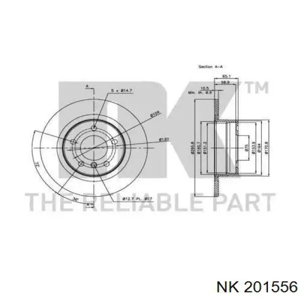 201556 NK disco de freno trasero