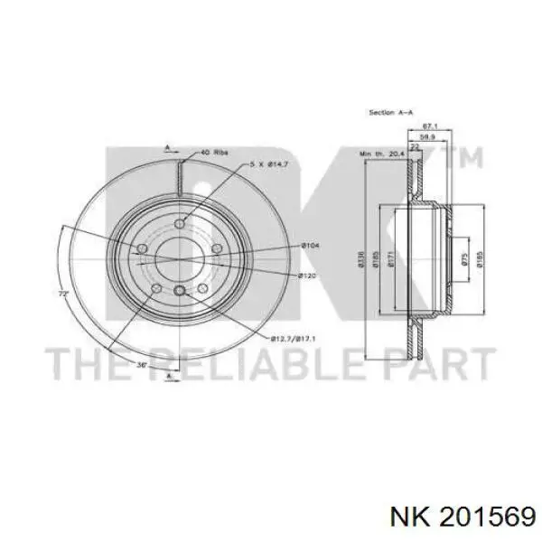 201569 NK disco de freno trasero