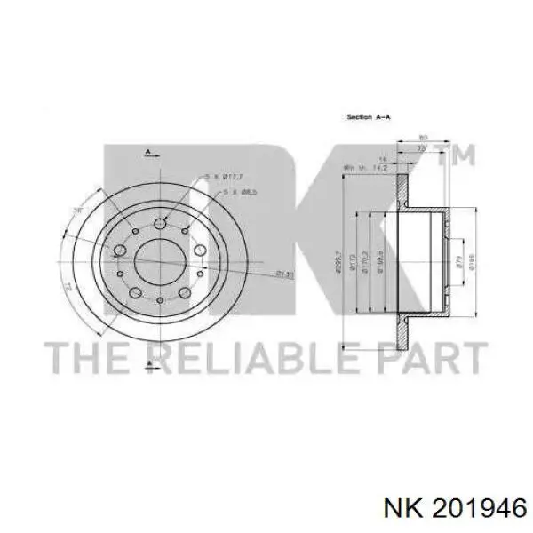 201946 NK disco de freno trasero