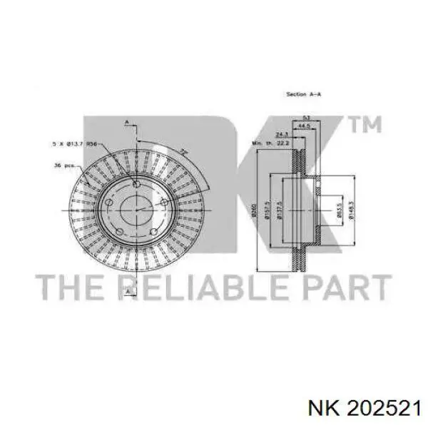 202521 NK freno de disco delantero