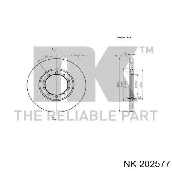 202577 NK disco de freno trasero