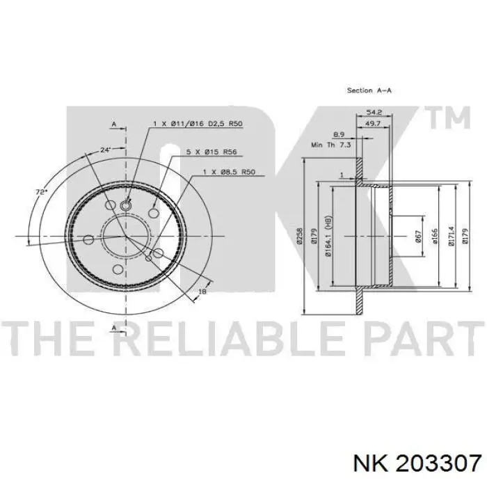 203307 NK disco de freno trasero
