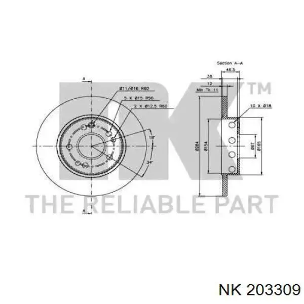 203309 NK freno de disco delantero