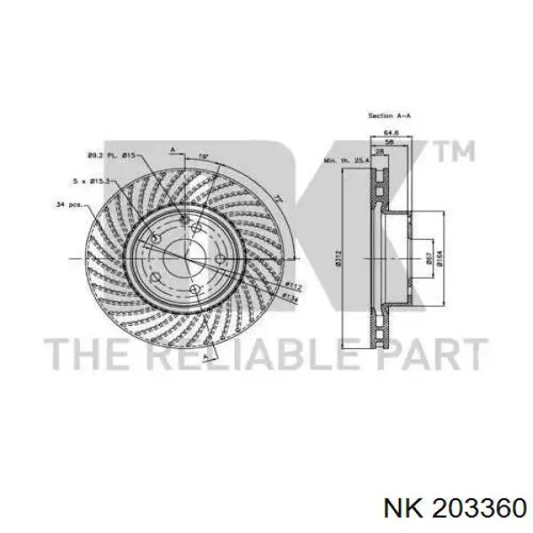 203360 NK freno de disco delantero