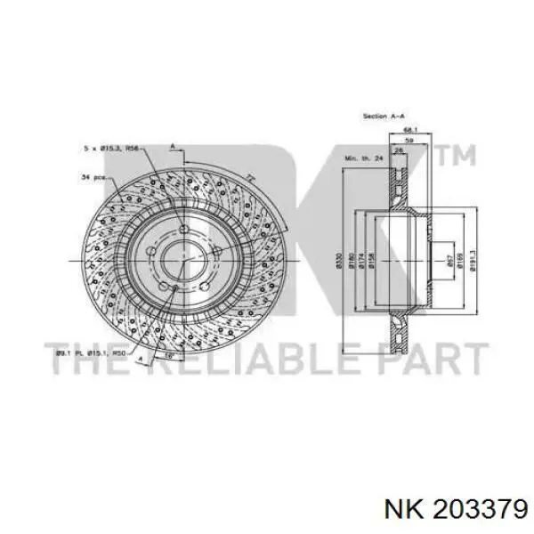 203379 NK disco de freno trasero