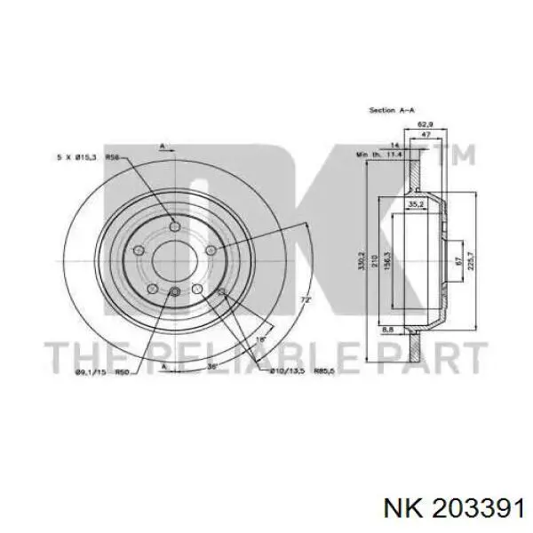 203391 NK disco de freno trasero