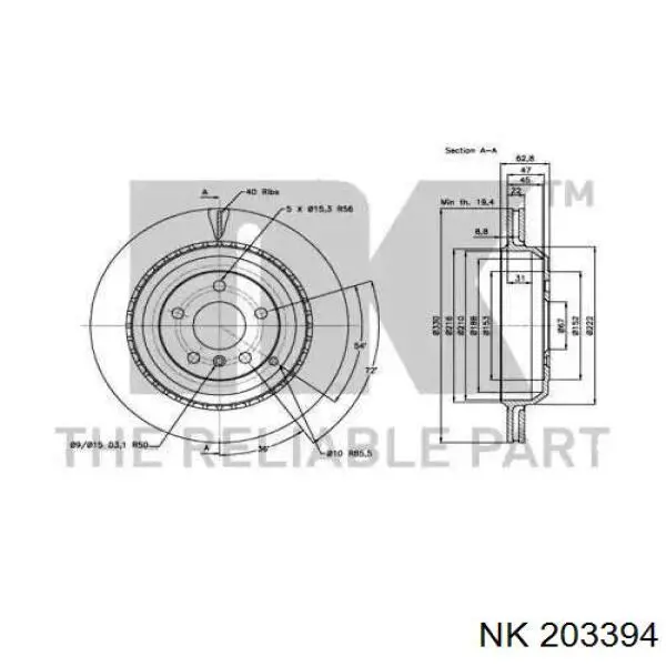 203394 NK disco de freno trasero