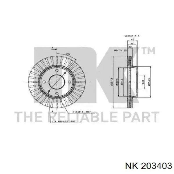 203403 NK freno de disco delantero