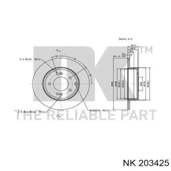 203425 NK disco de freno trasero