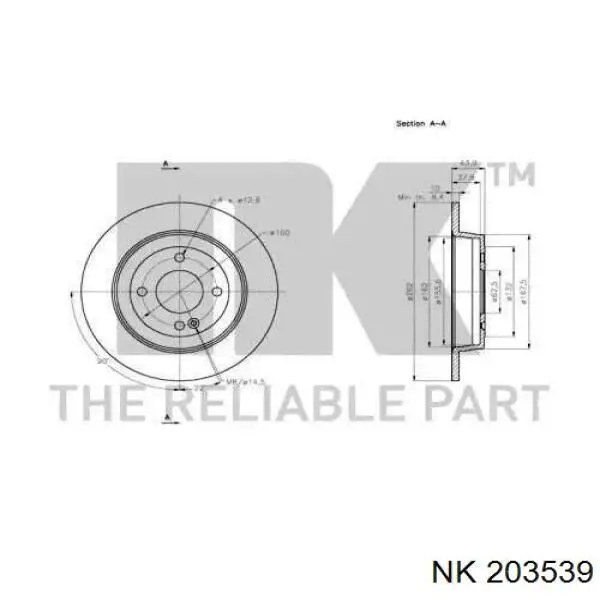 203539 NK disco de freno trasero