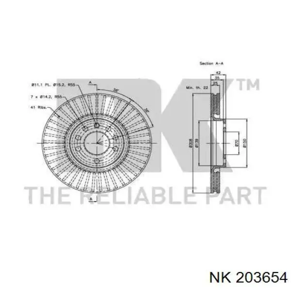 203654 NK freno de disco delantero