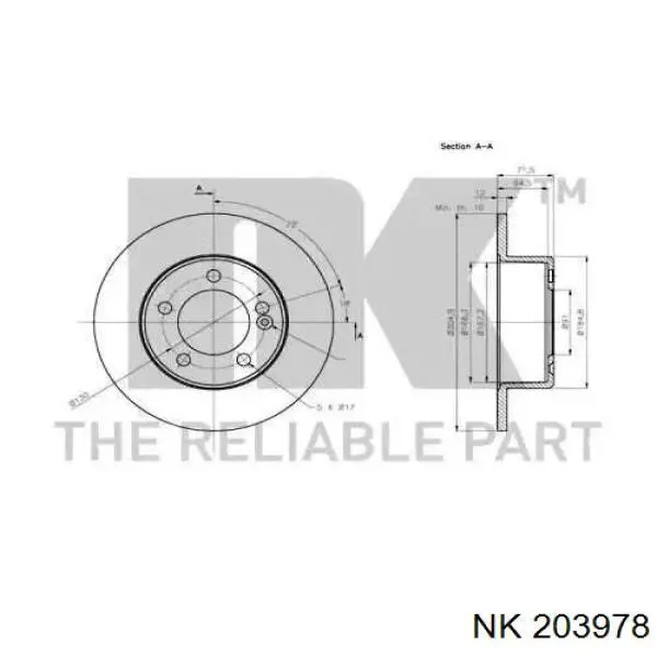203978 NK disco de freno trasero