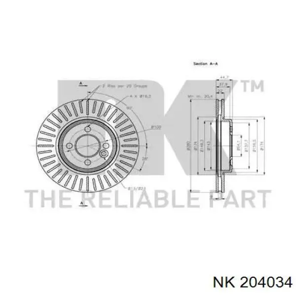 204034 NK freno de disco delantero