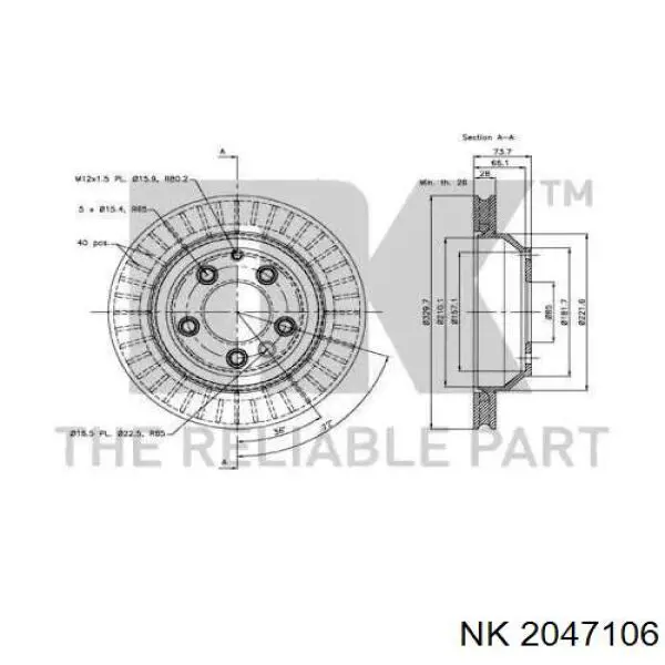 2047106 NK disco de freno trasero