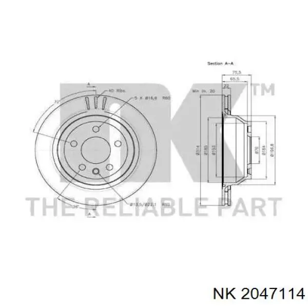2047114 NK disco de freno trasero