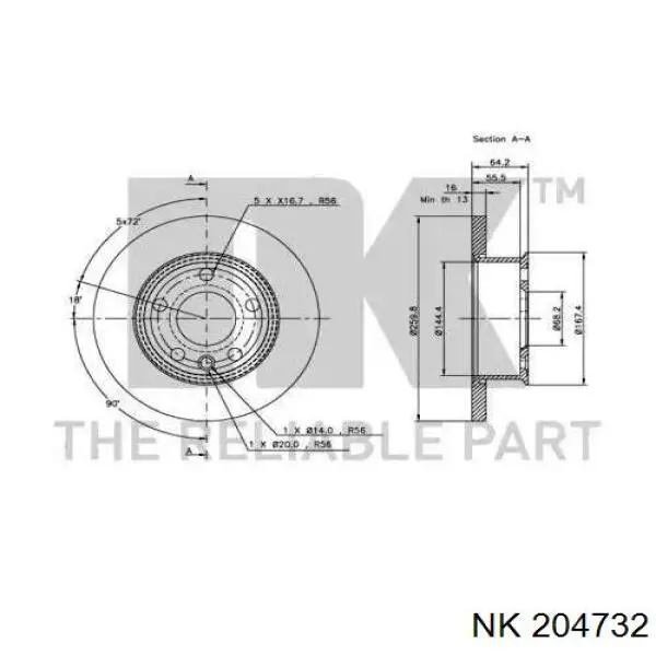 204732 NK freno de disco delantero