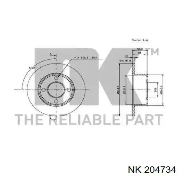 204734 NK disco de freno trasero