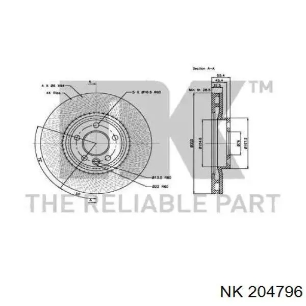 204796 NK freno de disco delantero
