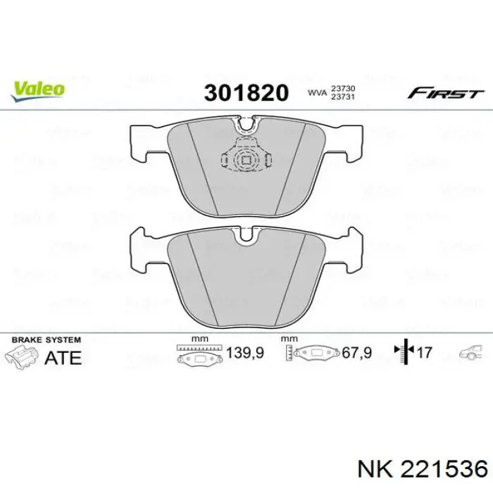 221536 NK pastillas de freno traseras