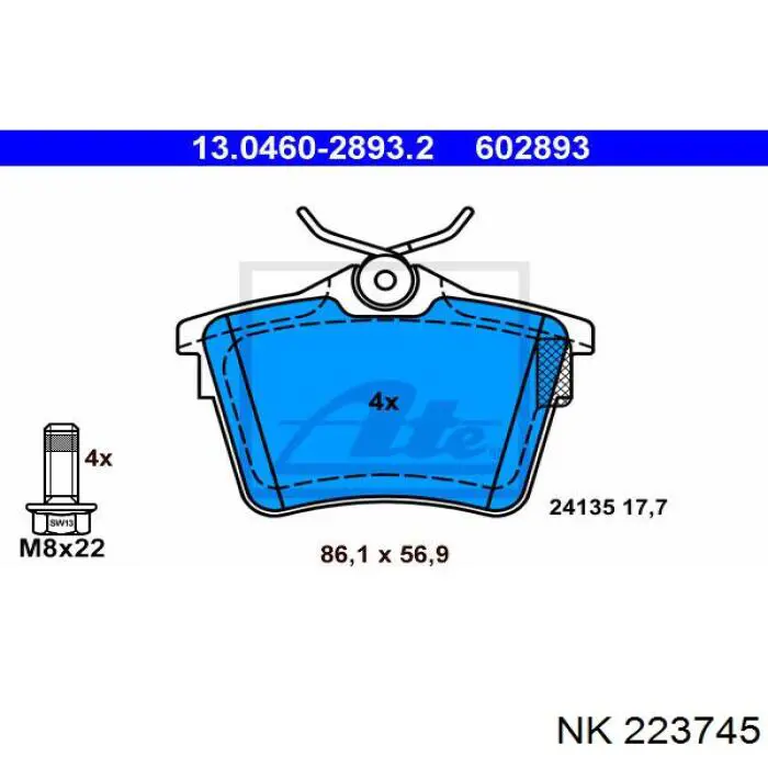 223745 NK pastillas de freno traseras