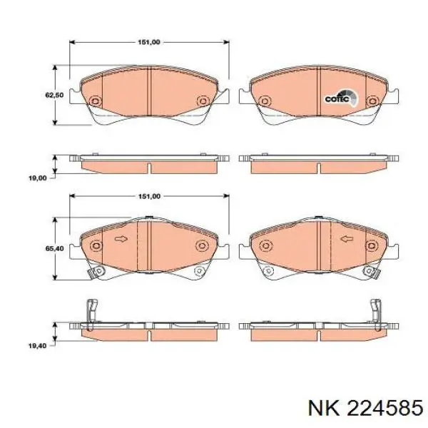 224585 NK pastillas de freno delanteras