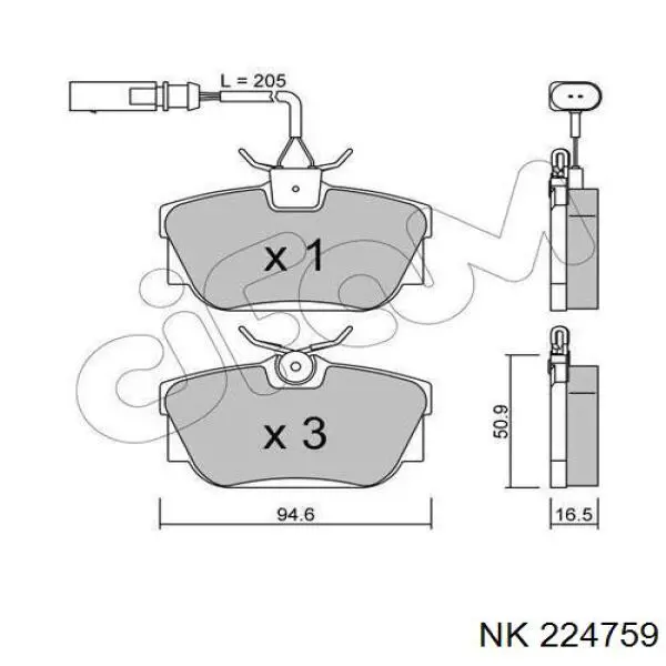 224759 NK pastillas de freno traseras