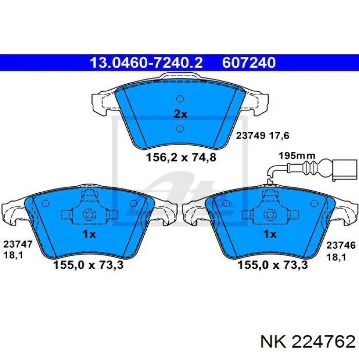 224762 NK pastillas de freno delanteras