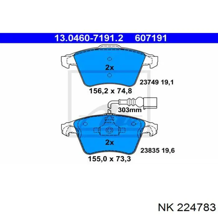 224783 NK pastillas de freno delanteras