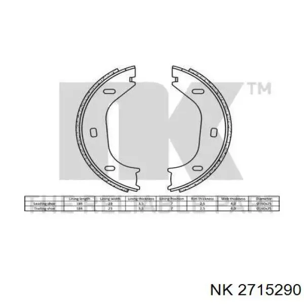 2715290 NK zapatas de frenos de tambor traseras