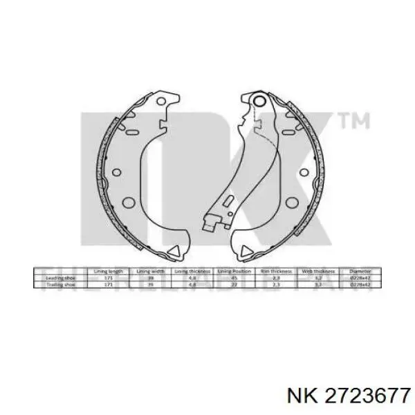2723677 NK zapatas de frenos de tambor traseras