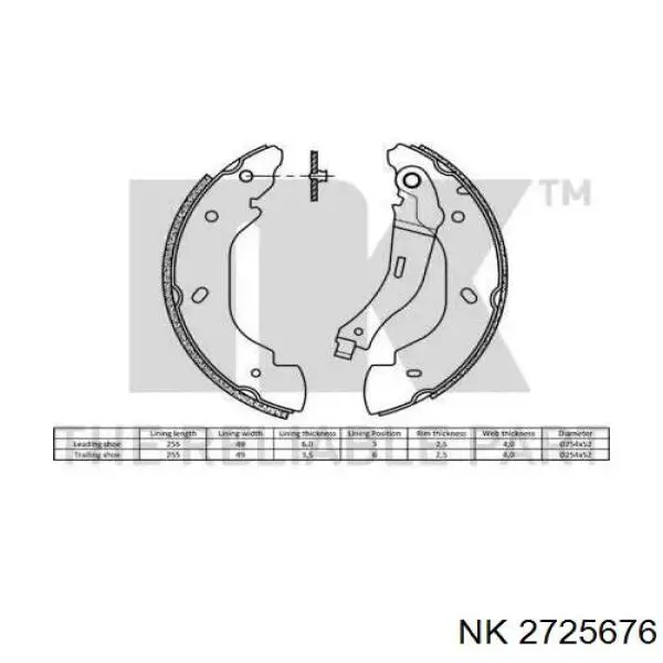 2725676 NK zapatas de frenos de tambor traseras