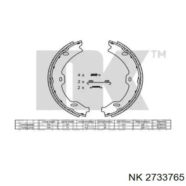 2733765 NK juego de zapatas de frenos, freno de estacionamiento